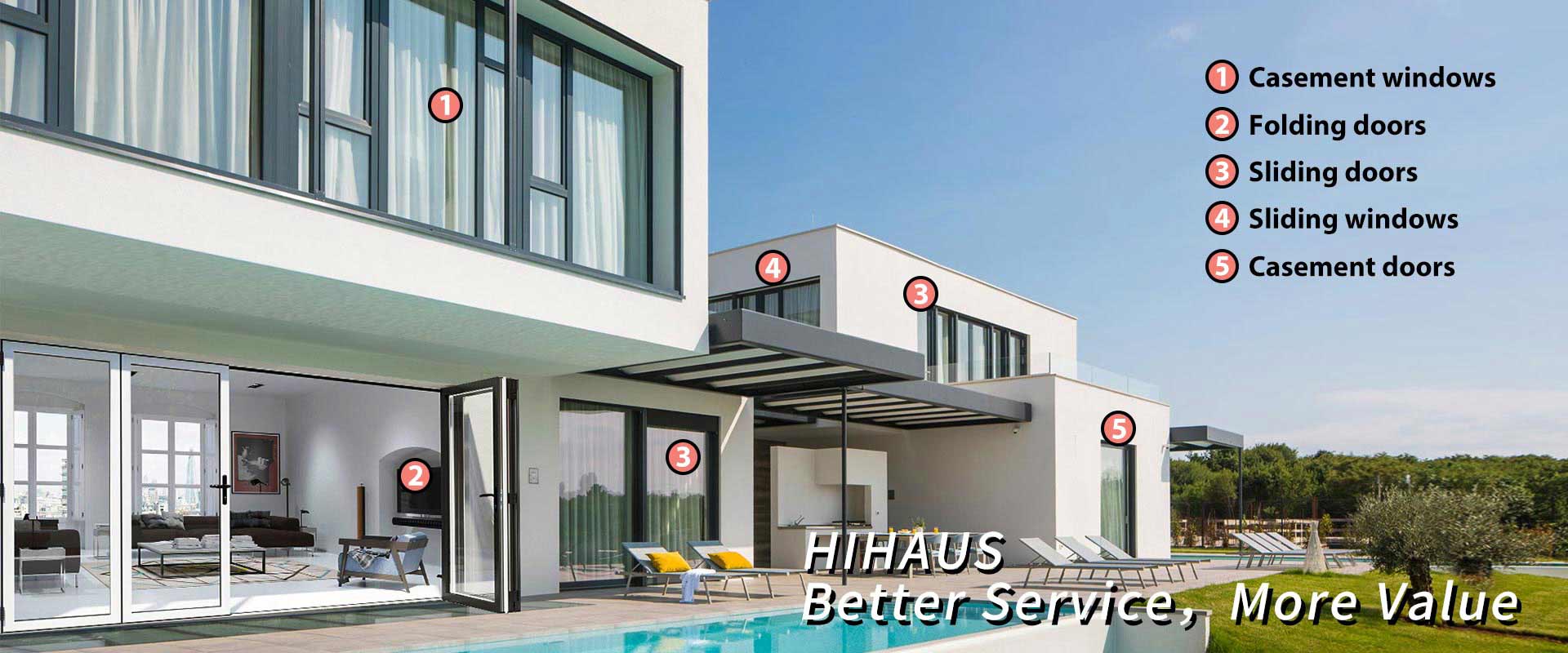 Aluminum folding and sliding doors connecting indoor and outdoor living space