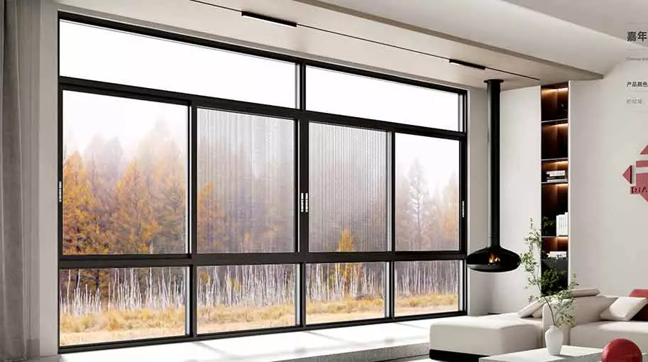 Aluminum sliding windows with wide view in a modern home