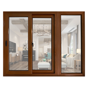Modern Design Brown Horizontal PVC Window Aluminum Alloy Frame Sliding Glass Window