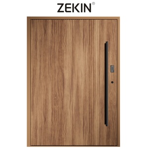 Artificial Intelligence Lock Wooden Entrance Front Entry Door Aluminum Pivot Door