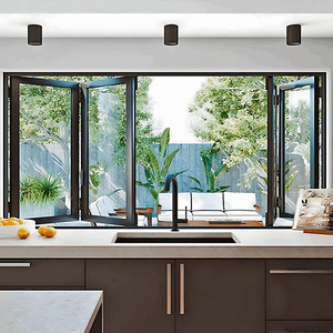 Aluminum Folding Window Commercial Tempered Glass Accordion Modern Villa Bifold Window