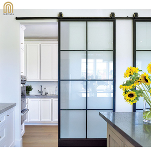 Alucasa American Iron Kitchen Door Design Interior Black Aluminium Steel Frame Track Glass Sliding
