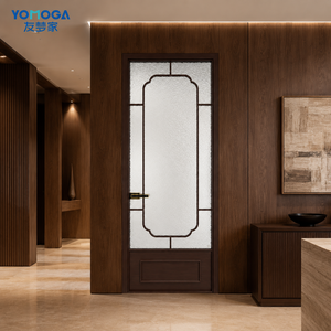 White Spray Painted Aluminum Alloy Frame Interior Door Wear-resistant Fluted Tempered Glass Modern Vintage Stylish Hotel Villa