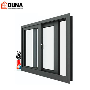 OUNA Windproof Double Glazed Aluminium Windows Hurricane Impact Proof Low-E Glass