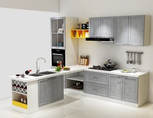 Custom L Shaped Aluminum Kitchen Cabinet Waterproof Alloy Cabinet Door for Residential Home Kitchen Renovation