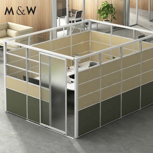 M&W Modern American Style Aluminum Frame Partition Office Cubicle with Sliding Door