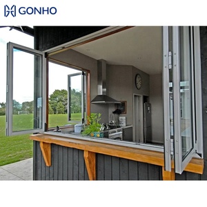 Commercial Used Residential Exterior Bifolding Window Tempered Glass Aluminum Windows