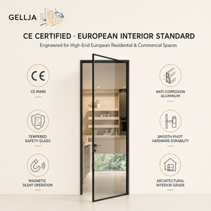 Modern French Design Narrow Frame Aluminum Glass Vertical Hinged Door