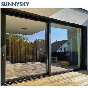 Custom Large Size Black Aluminum Frame Sliding Glass Doors