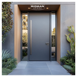 British Modern Dark Grey Matte Security Pivot Door Heavy Metal Entry Door