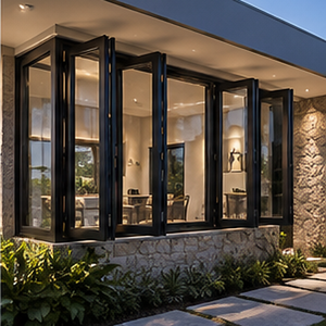 Folding Windows Aluminum Bi-fold Soundproof Glass for Balcony Terrace Villa New Design