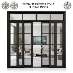 Modern Minimalist Interior Partition Sliding Door Aluminum Alloy Frame Double Glazing