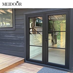 Modern Style NFRC Aluminum Doors Interior Aluminum Framed Hinged French Glass Doors
