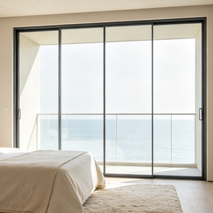 Magnetic Close Dustproof Soundproof Tempered Safety Aluminum Glass Sliding Door