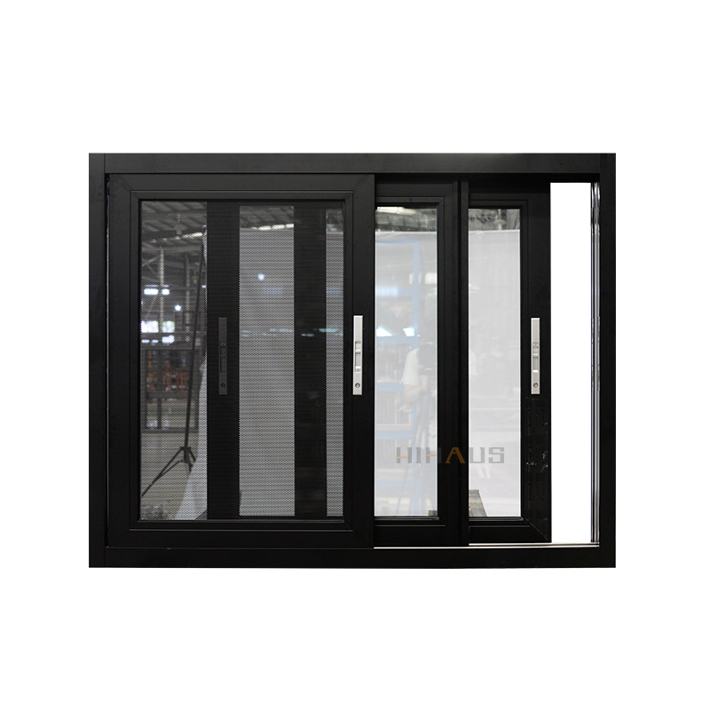 Black Aluminum Sliding Window with Mosquito Net