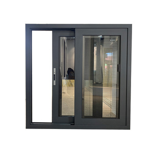 Aluminum Sliding Windows with Inserted Blinds Thermal Insulation
