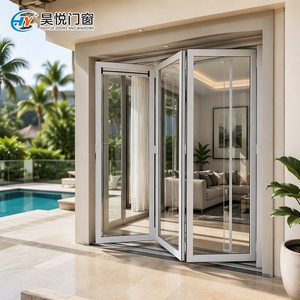 Customized Modern Aluminum Alloy Frame Glass Door Tempered Glass Sound Insulation Aluminum Folding Door Wholesale Supplier