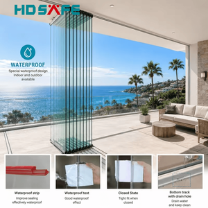 Modern Aluminum Folding Glass Door System Frameless Bifold Door