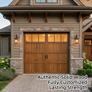 Popular Customizable Windproof Anti-deformation Real Wood-Clad Insulated Aluminum Panel Garage Door for Private Luxury Villa