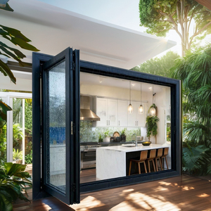 Soundproof Aluminum Alloy Horizontal Folding Bifold Window with Tempered Glass