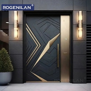 Rogenilan New 3D Carved Custom Grain Design High-end Villa Main Entrance Armored Aluminum Door