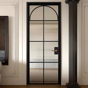 Custom Retro Slim Swing Door Vintage Arched Aluminum Frame Tempered Safety Glass Partition Door