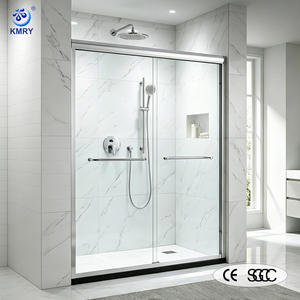 Hotel Apartment Aluminum Frame Double Bypass Sliding Shower Door Enclosure