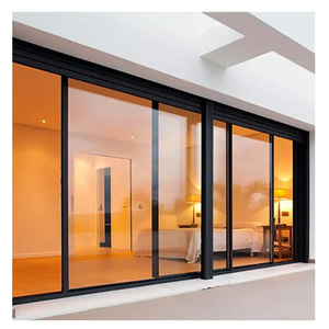 Aluminum Profile Clear Double Glass Sliding Doors with Flyscreen