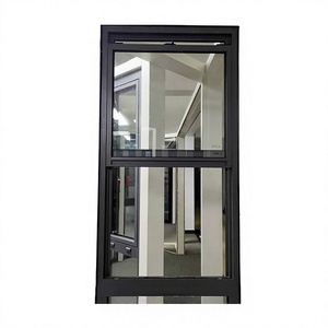 Modern Aluminum Single Hung Window Sliding Vertical Opening Tempered Glass Waterproof