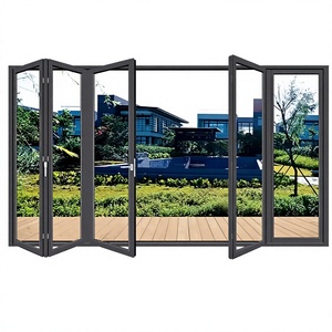 Thermal Break Aluminum Folding Door Double Glazing Glass Patio Entrance