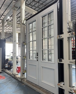 Factory Custom Size Aluminum French Glass Swing Entry Double Doors Waterproof Fast Delivery Residential Villa Front Entrance