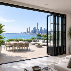 Retro Style Aluminum Folding Glass Door French Heritage Villa Interior Partition