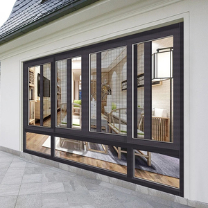 Commercial Aluminum Modern Porch Black Double Sliding Glass windows