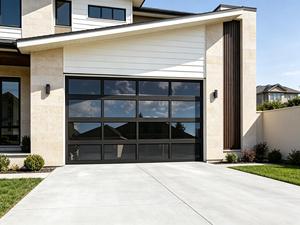 Electric Vertical Lift Aluminum Black Tempered Glass Door