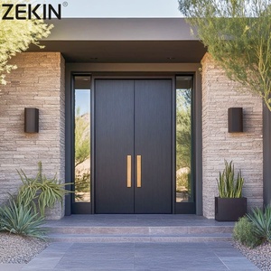 ZEKIN Aluminum Double House Front Entry Luxury Glass Door Anti-theft Front Entry Double Exterior Doors
