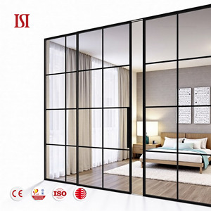 Elegant Fiberglass Aluminum Alloy Tempered Glass Sliding Door for Kitchen Living Room Hotel Garage Hand-Laminated Interior