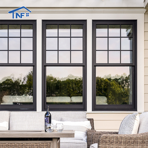 High Quality Top Thermal Break Aluminum Profile Double Glass Single Hung Sliding Windows With Grille