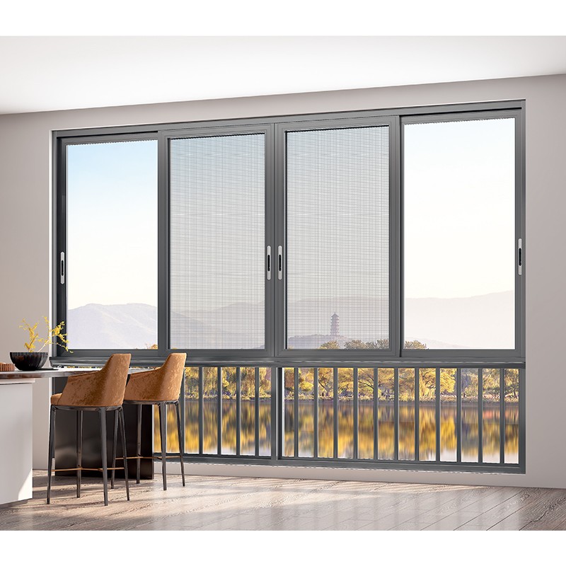 Modern Double Glazed Thermal Break Clear Anodized Aluminum Sliding Windows