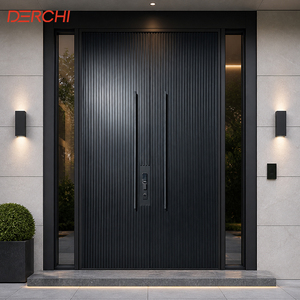 Double Aluminum Entrance Front Exterior Door For Villa Apartment