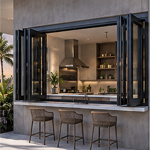 New Design Aluminum Glass Folding Windows Bi-fold Soundproof