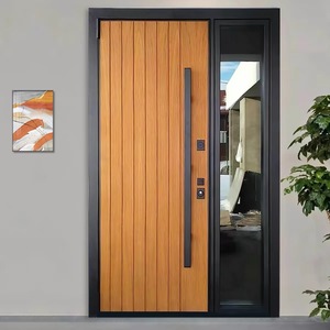 Soundproof Fire Resistant Aluminium Alloy Door Exterior Interior Room Simulated Wood Hotel Apartment Wood Grain Aluminum Doors