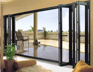 LongTai Erior Sliding Folding Door Aluminum Folding Patio Glass Doors Outdoor Bi Folding Door