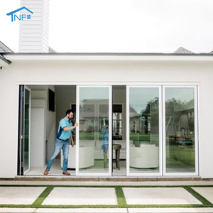 Custom Aluminium Exterior NFRC AS2047 Waterproof Double Low-e Glass Patio Bifold Sliding Doors