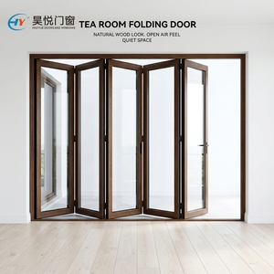 Aluminum Glass Bifold Door Exterior Folding Sliding System With Lock and Handle interior folding door