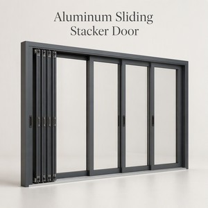 German Style Custom Aluminum Double Glass Sliding Door