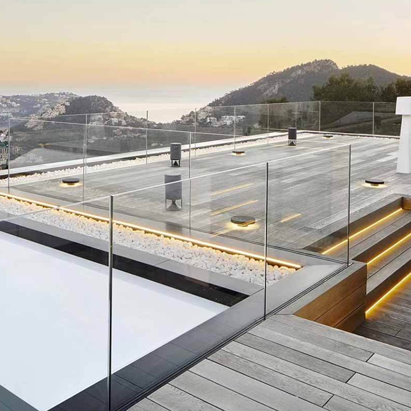 Terrace Deck Stainless Steel Frameless Glass Balcony Railing System