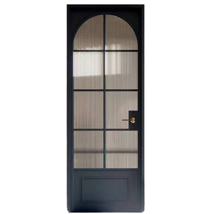 Waterproof Interior Design Black Arched Frame Glass Door