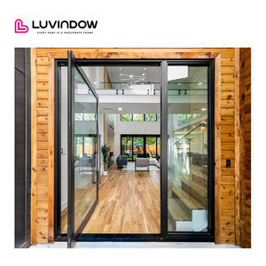 Modern Pivot Aluminum Door Glass Front Villa Entry US Made Thermal Break