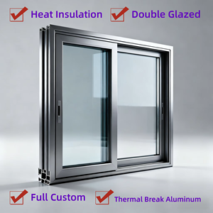 Full Custom Insulated Double Glazed Shutters Aluminum Sliding Windows