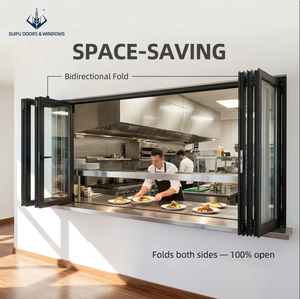 Kitchen Servery Horizontal Folding Window System Space-Saving Seamless